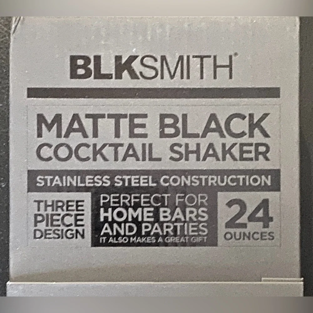 NEW BLKSMITH 24 Oz. COCKTAIL SHAKER MATTE BLACK STAINLESS STEEL MASCULINE DESIGN